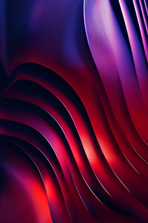 Wavy Red Metallic 3D Background. Generative AIの素材
