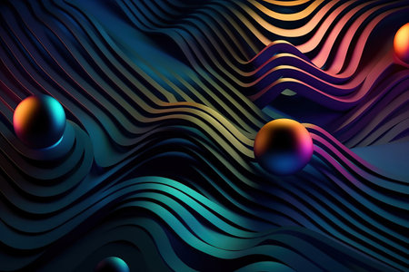 Abstract colorful Metallic Wavy Background. Generative AIの素材