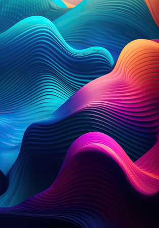 Abstract colorful Metallic Wavy Background. Generative AIの素材