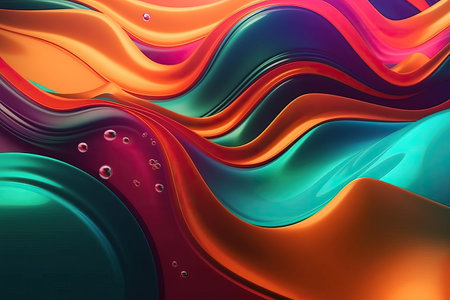 Abstract colorful Metallic Wavy Background. Generative AIの素材