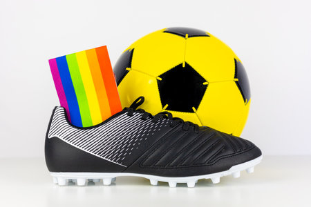 LGBTQ people in soccer. Campaign against homophobia in football. Homosexuality and transsexuality in sport.の写真素材