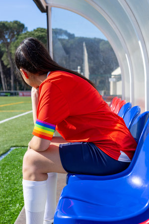LGBTQ people in soccer sport. Campaign against homophobia in women's football.の写真素材