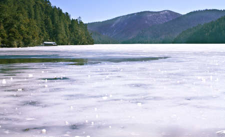 Landscape photo of Treking route along beautiful ice lake in Shangri-La Mountain area in Chinaの写真素材