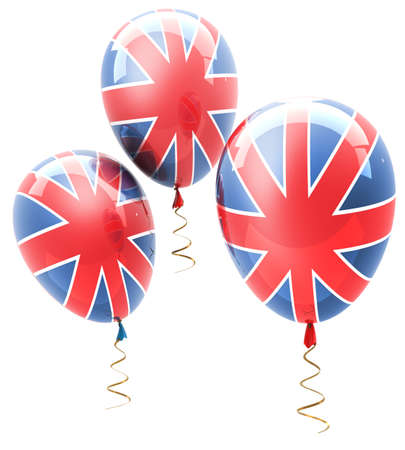 balls with symbols of the U.K. on a white background ( high resolution ) 3d render の写真素材