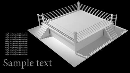 Boxing ring isolated on black background - 3d render high resolutionの写真素材