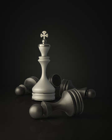 Chess king standing isolated on black background High resolution 3D