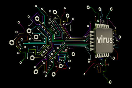 Circuit board virus. high resolution 3d digitally generated image.の写真素材