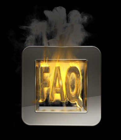 3D button FAQ flaming icon High reolution