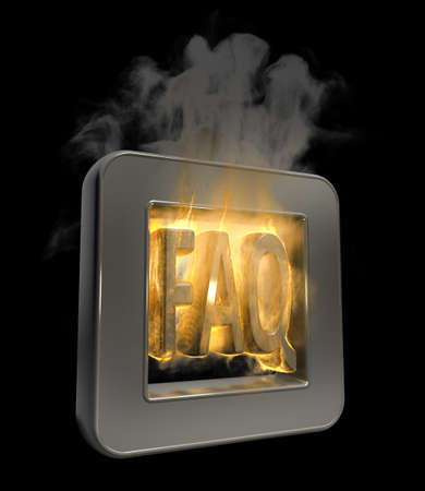 3D button FAQ flaming icon High reolutionの写真素材