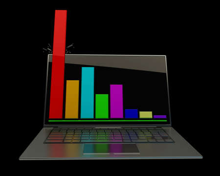 Laptop showing a spreadsheet 3d