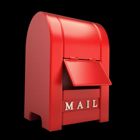 Postbox isolated on black  background 3d illustrationの写真素材