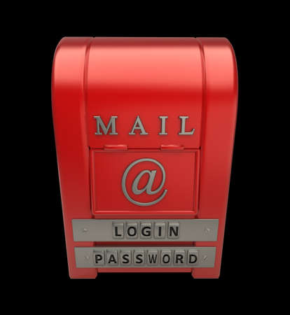 Postbox isolated on black  background 3d illustrationの写真素材