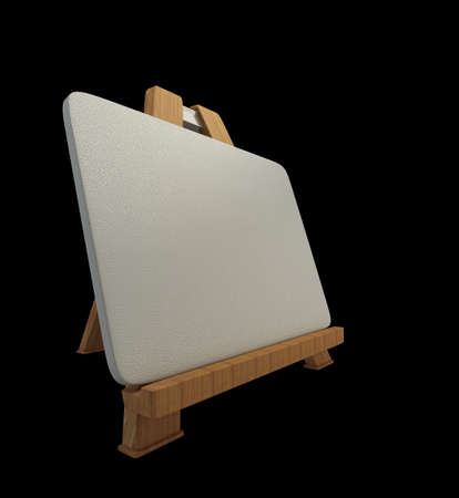 Mini wooden easel with blank canvas isolated on black background high resolution 3dの写真素材