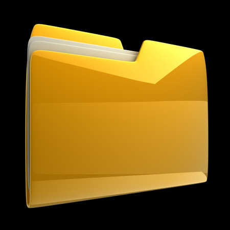 Yellow folder icon isolated on black background High resolution 3D