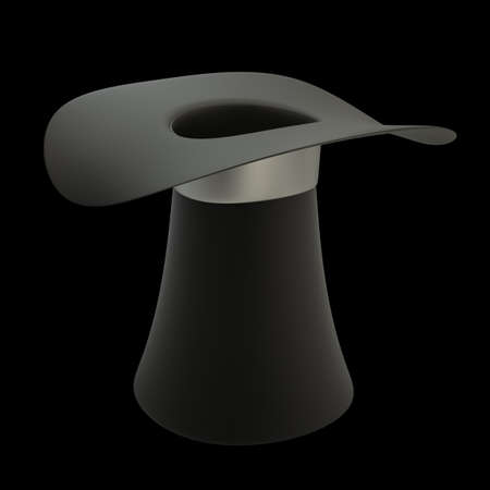 Black top hat with gray strip isolated on black background High resolution 3Dの写真素材
