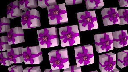 many white gift boxes with ribbon and bow isolated 3d render ( high resolution ) 