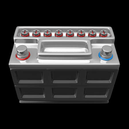 car battery isolated on a black background High resolution 3D render 
