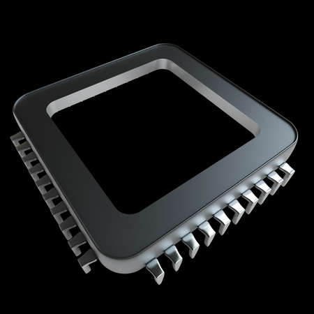 Processor unit CPU concept isolated on black background High resolution 3D 