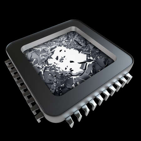 Processor unit CPU concept isolated on black background High resolution 3D の写真素材