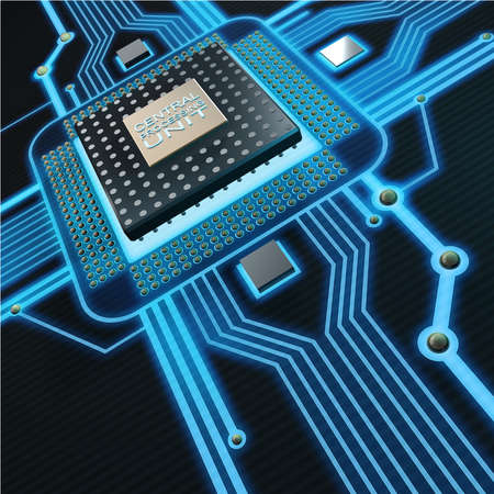 Concept of technology background. Central Processing Unit. (microchip) High resolution 3d render 