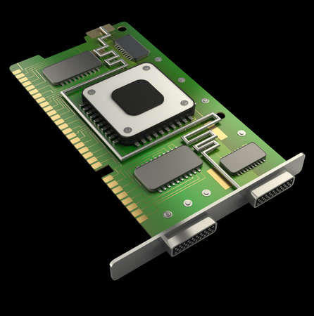 graphic card GPU isolated on black background 3d render 