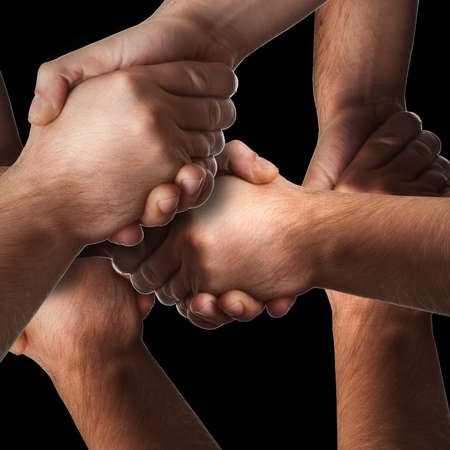 many handshake isolated on black background High resolution