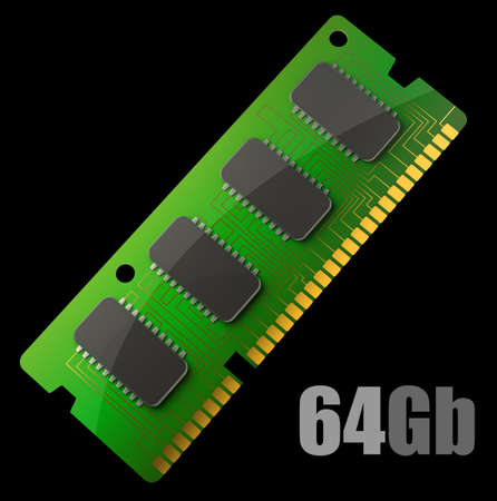 Computer RAM Memory Card isolated on black background 3d render 