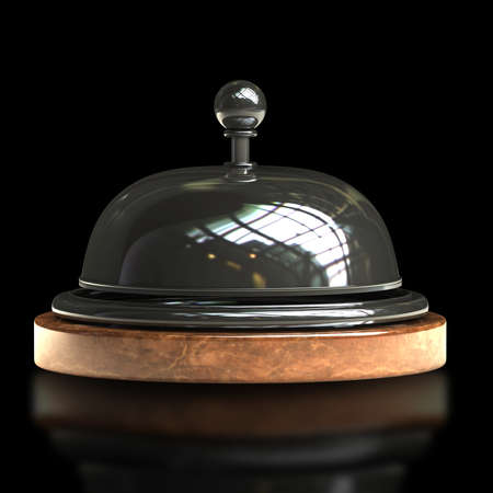 3d render of Reception bell isolated on black background High resolution の写真素材