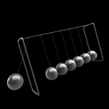 pendulum with metal balls isolated on black background 3d Illustration 