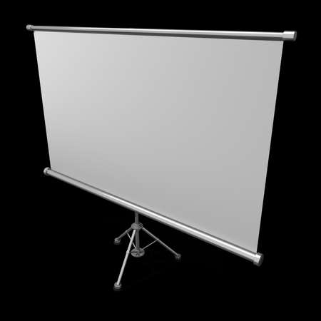 Blank projection screen with tripod isolated on black background High resolution 3d render の写真素材