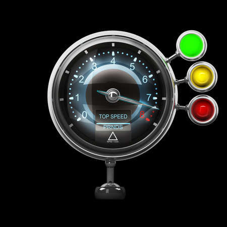 External tachometer isolated on black background. High resolution 3d render の写真素材