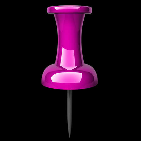 Red office pushpin or thumbtack isolated on black background. High resolution. 3D image の写真素材