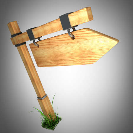 wooden arrow - index on a column. high resolution 3d illustration の写真素材