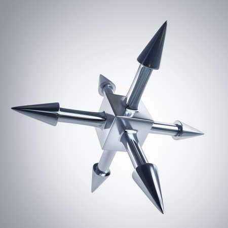 silver cube with arrows. High resolution 3d render の写真素材