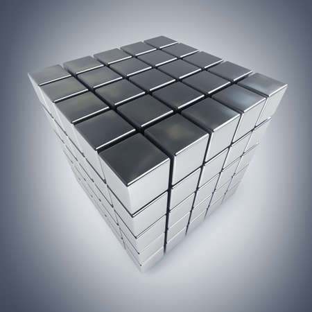 abstract 3d illustration of cube construction with blocks. high resolution の写真素材