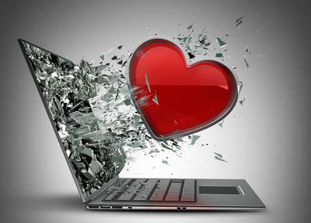 card sign exit by a monitor of laptop screen. High resolution 3d の写真素材