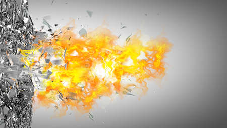 abstract background. broken glass and fire. High resolution 3d render の写真素材