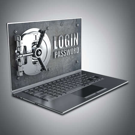 Abstract laptop safe (concept) High resolution 3d render 