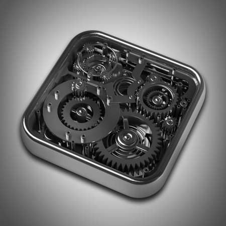 3D gears box. Work concept. High resolution 