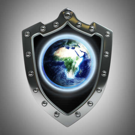 world in Shield depicting protection  High resolution 