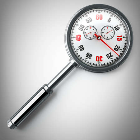 Concept. TIME magnifying glass. High resolution 3D image 