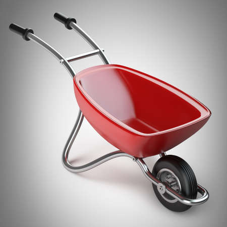 Red wheelbarrow 3d illustration. high resolution の写真素材