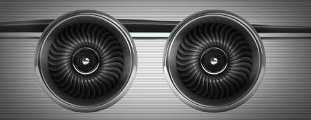 Jet engines front view. High resolution. 3D image 