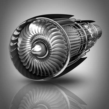Jet engine inside. High resolution. 3D image 
