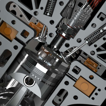 V8 Car engine background. High resolution 3d render 