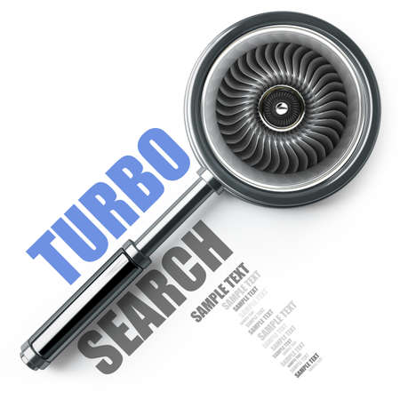 Concept. TURBO magnifying glass. isolated on white background High resolution 3d 