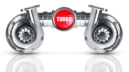 Steel turbocharger isolated on white background High resolution 3d 