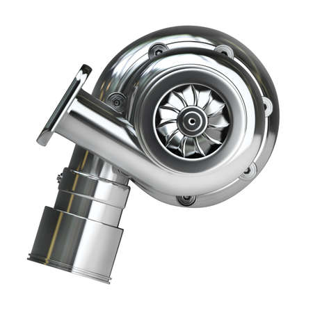 Steel turbocharger isolated on white background High resolution 3d 