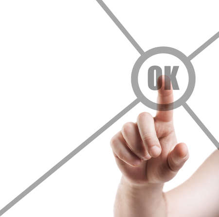 hand pressing button isolated on white background High resolution 