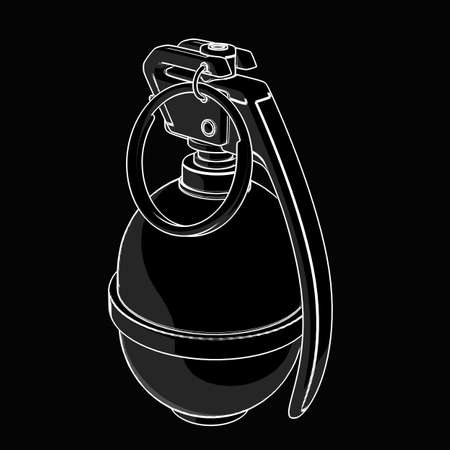 Grenade. black cartoon illustration outline. High resolution の写真素材